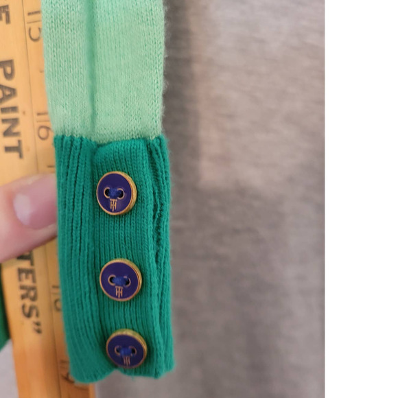 Girl's Tommy Hilfiger Green Purple Color Block  Pockets Cardigan Sweater Medium - Picture 9 of 11